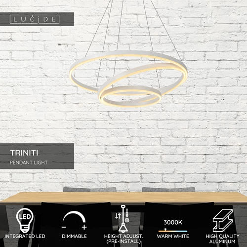Lucide TRINITI - Pendant light - Ø 80 cm - LED Dim. - 3000K - White - USP